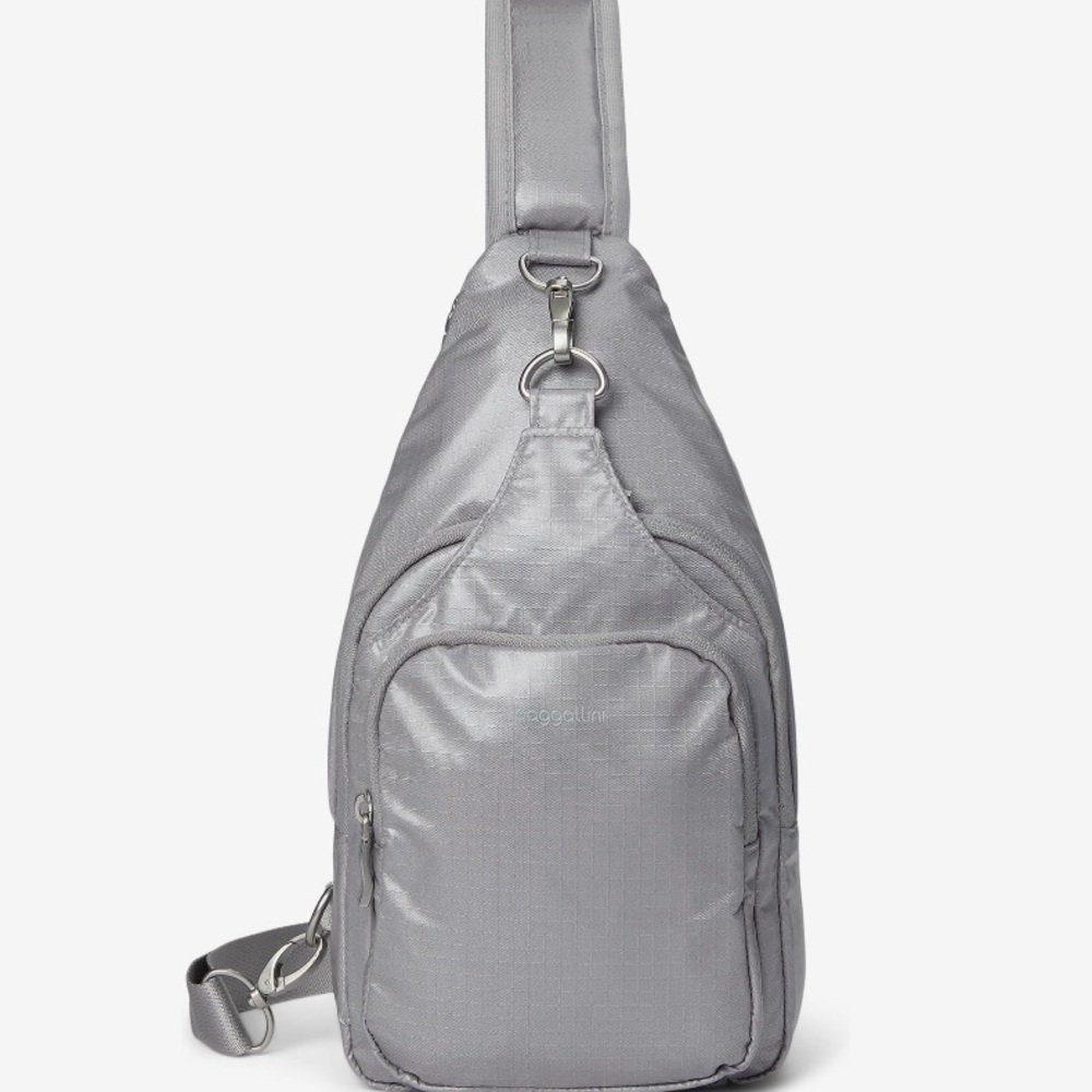 Baggallini Silver Metallic Central Park Sling Bag